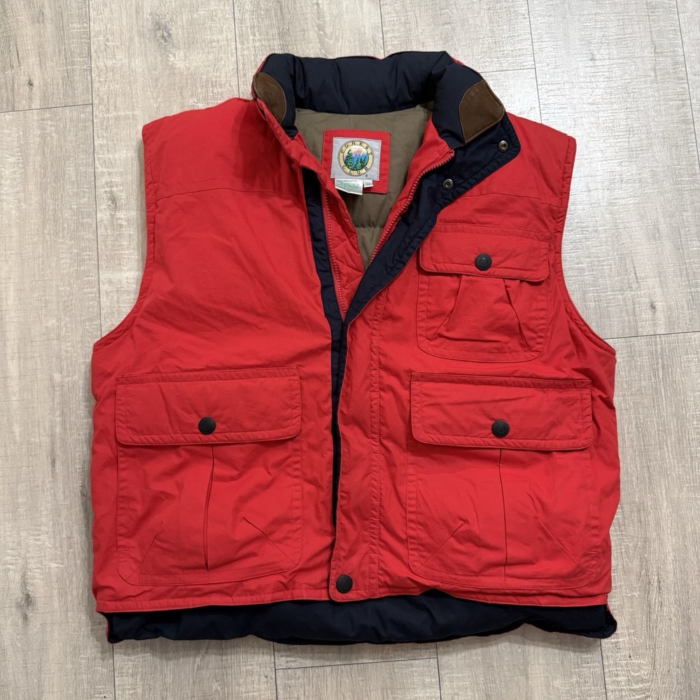 Vintage Forest Club Goose Down Feathers Tactical Fisherman Utility Vest Mens M